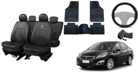 Jogo capa couro Peugeot 408 10-19 + tapete personalizado top