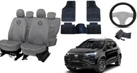 Jogo capa couro Pulse cinza + volante em couro