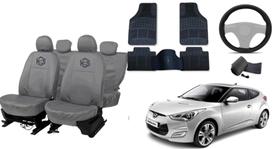 Jogo capa couro Veloster + volante soft + tapete premium