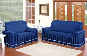 Jogo Capa De Sofa Dois E Treis Lugares Super Luxo Com Babado Dália Modelo Exclusivo Micro Percal