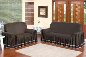 Jogo Capa De Sofa Dois E Treis Lugares Super Luxo Com Babado Dália Modelo Exclusivo Micro Percal Jogo Capa De Sofa Dois E Treis Lugares Super Luxo Com Babado Dália Modelo Exclusivo Micro Percal
