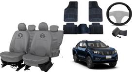 Jogo Capa Sofisticada + Volante Couro Cinza Frontier 2020-2024 + Tapete