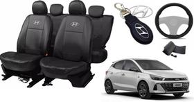 Jogo Capas de Couro Hyundai HB20 2019 + Capa de Volante + Chaveiro Hyundai