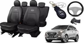 Jogo Capas de Couro Hyundai ix35 2018 + Capa de Volante + Chaveiro Hyundai Jogo Capas de Couro Hyundai ix35 2018 + Capa de Volante + Chaveiro Hyundai