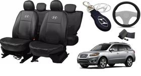 Jogo Capas de Couro Hyundai Santa Fe 2007 + Capa de Volante + Chaveiro Hyundai Jogo Capas de Couro Hyundai Santa Fe 2007 + Capa de Volante + Chaveiro Hyundai