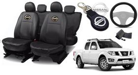 Jogo Capas de Couro Nissan Frontier 2016 + Capa de Volante + Chaveiro Nissan Jogo Capas de Couro Nissan Frontier 2016 + Capa de Volante + Chaveiro Nissan