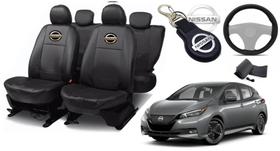 Jogo Capas de Couro Nissan Leaf 2021 + Capa de Volante + Chaveiro Nissan