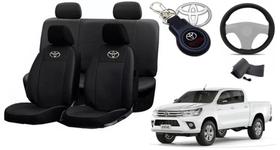 Jogo Capas de Couro Toyota Hilux 2014 + Capa de Volante + Chaveiro Toyota
