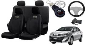 Jogo Capas de Couro Toyota Yaris 2022 + Capa de Volante + Chaveiro Toyota Jogo Capas de Couro Toyota Yaris 2022 + Capa de Volante + Chaveiro Toyota