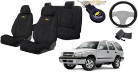 Jogo Capas Tecido Exclusivas para Bancos Blazer 1995-2011 + Volante + Chaveiro GM
