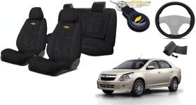 Jogo Capas Tecido Inovadoras para Assentos Cobalt 2011-2016 + Volante + Chaveiro GM