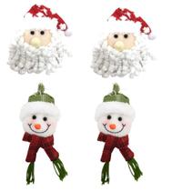 Jogo Carinha Papai Noel E Boneco Neve Pelúcia 15Cm 4