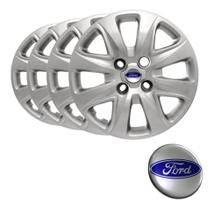 Jogo carlota aro 14 Ford Ká Fiesta Focus Escort Zetec Courier com emblema resinado prata - GFM