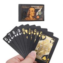 Jogo Cartas Baralho Dólar Preto Luxo Elegante Poker Truco Prova D'Água Presentes Criativos Colecionador Dia Dos Pais Naipe Tamanho Normal