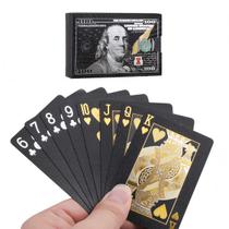 Jogo Cartas Baralho Dólar Preto Luxo Elegante Poker Truco Prova D'Água Presentes Criativos Colecionador Dia Dos Pais Naipe Tamanho Normal