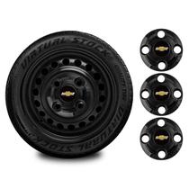 Jogo Centro de Roda Onix Aro 13 14 15 GM Chevrolet Preta Universal 4x100 4 Furos