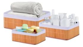 Jogo Cestos Organizadores Bambu 3 Peças Mimo Style