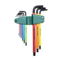 Jogo chave allen 1.5-10mm longa abaulada color 9 peças sata