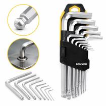 Jogo Chave Allen Bola Hexagonal 9 Peças Aço 1,5mm a 10mm Jogo Chave Allen Bola Hexagonal 9 Peças Aço 1,5mm a 10mm
