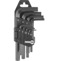 Jogo Chave Allen Em 'L' Curta 09 Peças 1,5 A 10 Mm De Aço Carbono com Acabamento Fosfatizado Envio Imediato