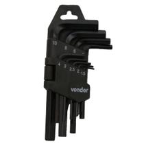 Jogo Chave Allen Hexagonal Curtas 1,5mm á 10mm 9 Peças Vonder