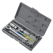 Jogo Chave Catraca 1/4 40pcs Soquete CRV Extensão Estojo Completo