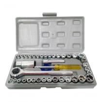 Jogo Chave Catraca Soquete Pito Cachimbo 40 Peças Cromado