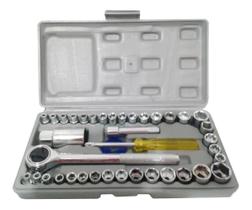 Jogo Chave Catraca Soquete Pito Cachimbo 40 Peças Cromado Jogo Chave Catraca Soquete Pito Cachimbo 40 Peças Cromado