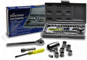 Jogo Chave Catraca Soquete Pito Caximbo 39 Peças Cromado Jogo Chave Catraca Soquete Pito Caximbo 39 Peças Cromado