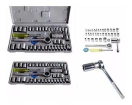 Jogo Chave Catraca Soquete Pito Caximbo 40 Peças Cromado Jogo Chave Catraca Soquete Pito Caximbo 40 Peças Cromado