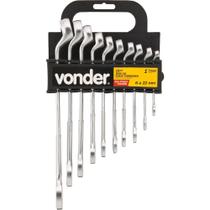 Jogo chave combinada 6-22mm cromo vanádio fosco com 10 peças suporte plástico - Vonder