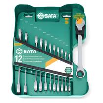 Jogo Chave Combinada Catraca 8-19mm 12 Pçs ST09066-02 Sata Jogo Chave Combinada Catraca 8-19mm 12 Pçs ST09066-02 Sata