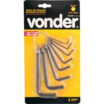 Jogo chave hexagonal allen 2,0-10,0mm tipo L curta argola cromo vanádio com 8 peças - Vonder