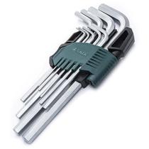 Jogo Chave Hexagonal Allen Longa Resistente Aço Cromado 9 Peças Com Suporte 1,5mm A 10mm SATA st09107asj