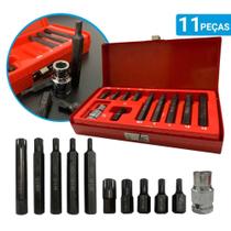 Jogo Chave Multidentada Tipo Bit Intercambiável 11 Pelas 1/2 Cr-v Sextavada Resistente Prof- Corneta