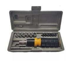Jogo Chave Reversivel Soquetes Bits + Case 15 Pcs