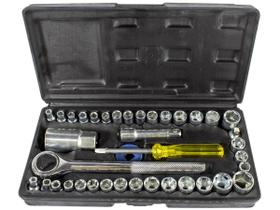 Jogo Chave Soquete Cachimbo Catraca Reversível 40 Pçs Maleta Jogo Chave Soquete Cachimbo Catraca Reversível 40 Pçs Maleta