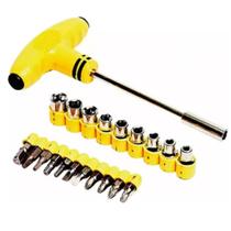 Jogo Chave Tipo T + Bits + Soquete Canhão 21pçs Jogo Chave Tipo T + Bits + Soquete Canhão 21pçs
