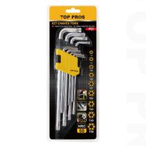 Jogo chave torx 9 peças tipo L aço cromado T10 a T50 ferramentas manuais automóveis bicicletas eletrônicos manutenção profissional