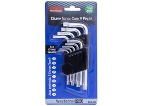 Jogo Chave Torx sem Furo com 9 Peças Western Etilux Jogo Chave Torx sem Furo com 9 Peças Western Etilux