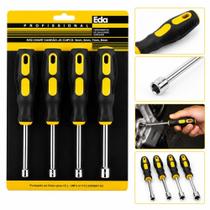 Jogo chaves canhao kit soquete 4 pecas 5mm a 8mm profissional aco manutencao montagens reparos porcas sextavadas
