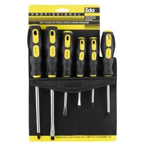 Jogo Chaves Fenda e Phillips 6 peças Cromo Vanádio Emborrachado Ponta Imantada