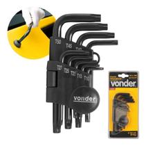Jogo Chaves Hexalobular Torx Curta T10 A T50 9 Peças Vonder