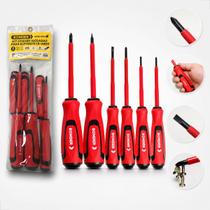 Jogo Chaves Isoladas Philips e Chave de Fenda Kit Com 6 Peças Imantadas Profissional Para Eletricista Jogo Chaves Isoladas Philips e Chave de Fenda Kit Com 6 Peças Imantadas Profissional Para Eletricista