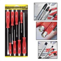 Jogo Chaves Reforçada De Fenda E Philips 8 Peças Aço Vanádio