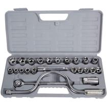 Jogo chaves soquete 8-22mm profissional 24 peças com catraca 1/2 com maleta com rodas completo