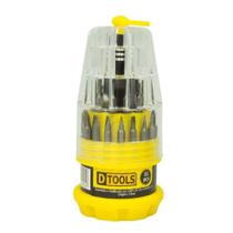 Jogo Chaves Telecom 31 Peças DTOOLS Cabo Emborrachado Estojo Torx Philips Allen Fenda Triângulo Y U