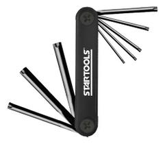 Jogo Chaves Torx Tipo Canivete 8 Peças T9 a T40 Aço Carbono Jogo Chaves Torx Tipo Canivete 8 Peças T9 a T40 Aço Carbono