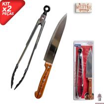 Jogo Churrasco Faca Inox 8" e Pegador de Carne 30cm 2 Pçs