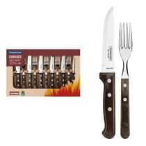 Jogo Churrasco Tramontina Inox 12pcs Polywood Castanho
